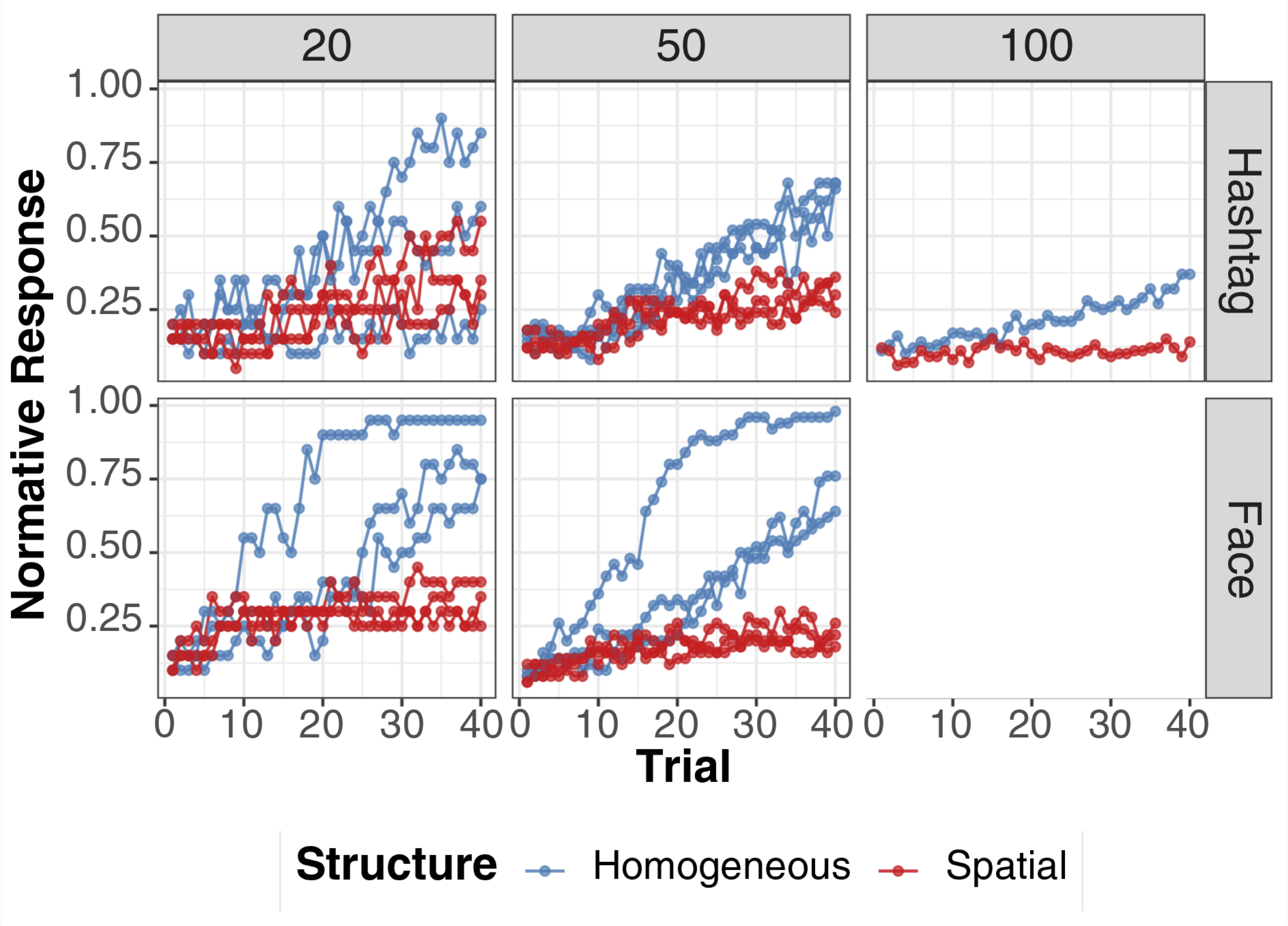 Belief dynamics across network and content conditions
